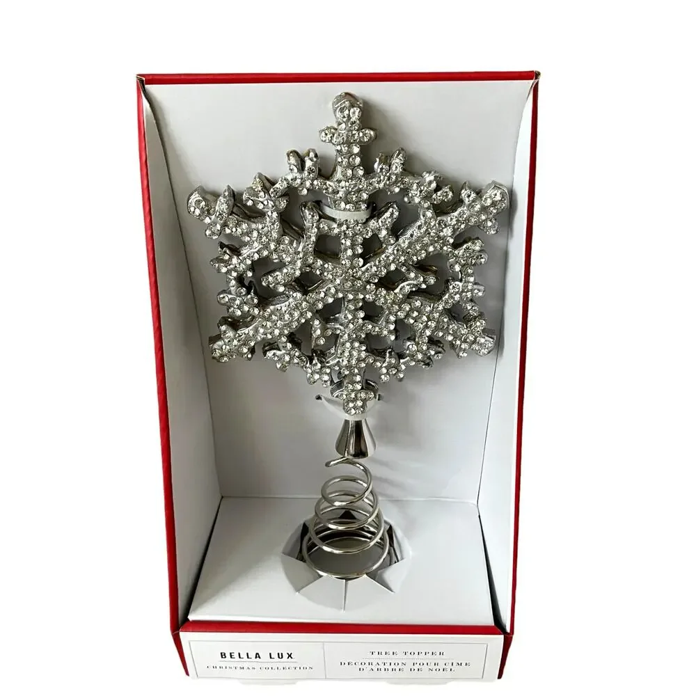 Bella Lux Silver Rhinestone Tree Topper Christmas Holiday Glam New